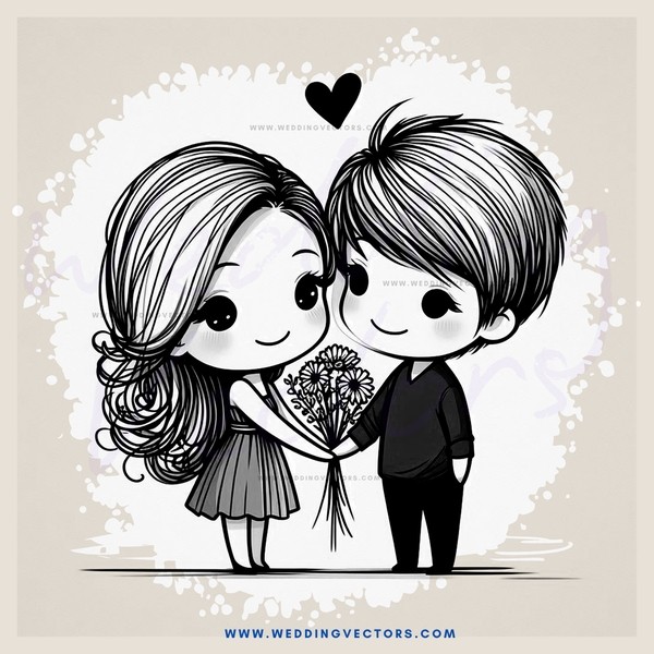boy and girl holding flower