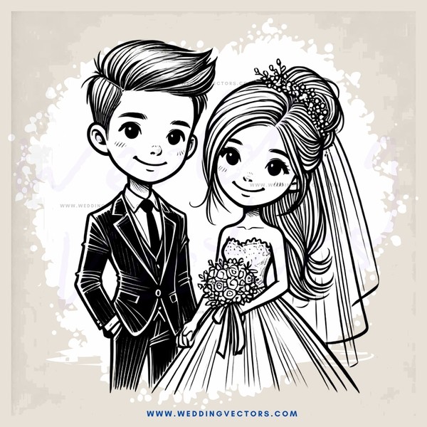 a wedding couple in black and white