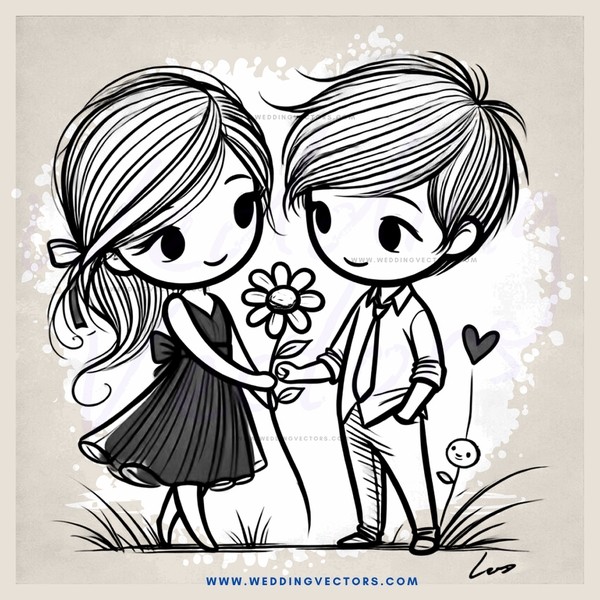 two kids standing and holding flowers