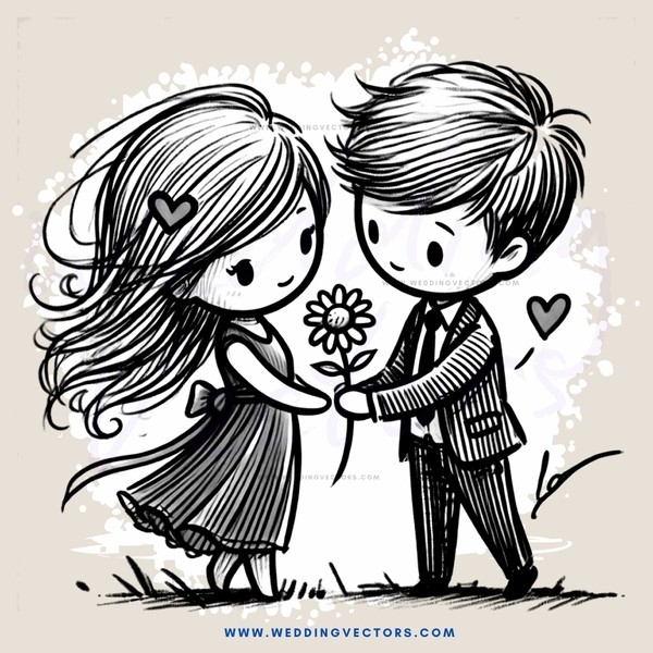 boy and girl holding flower in their hands
