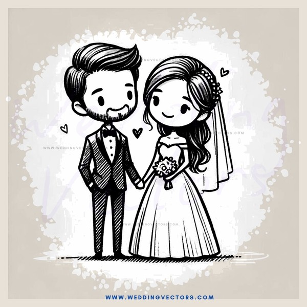 a wedding couple in black and white