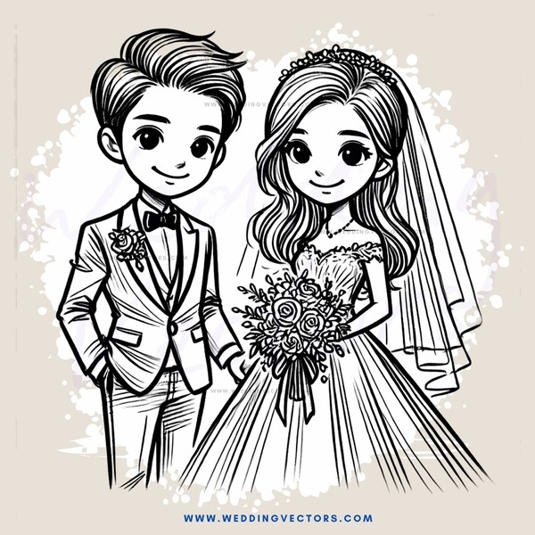 a bride and groom pose for their wedding photo