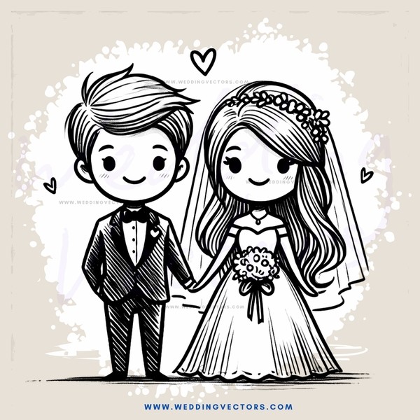 a boy and girl on their wedding day