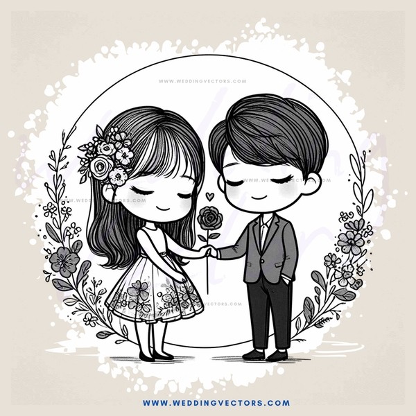 two people getting married in an illustration