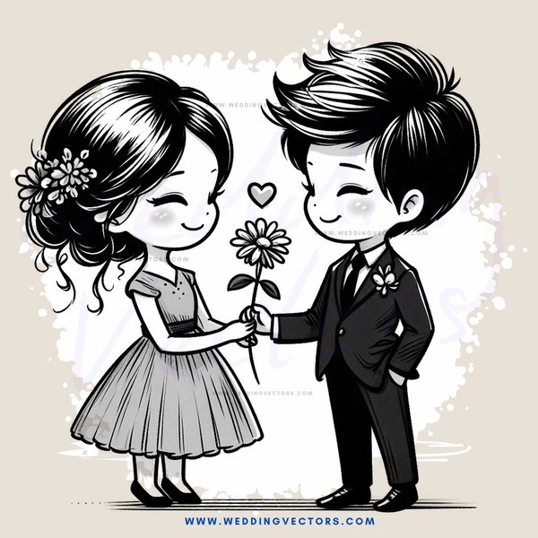 a couple holding hands and flowers