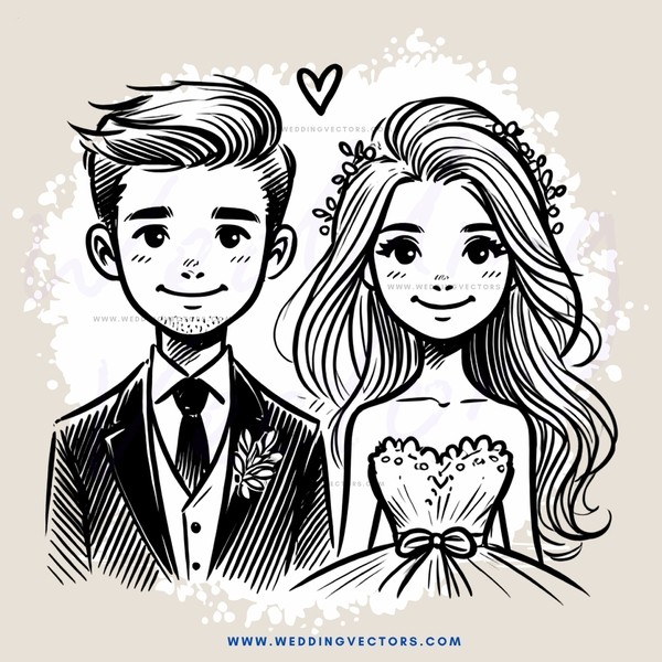 a couple's portrait with an "i" heart above them