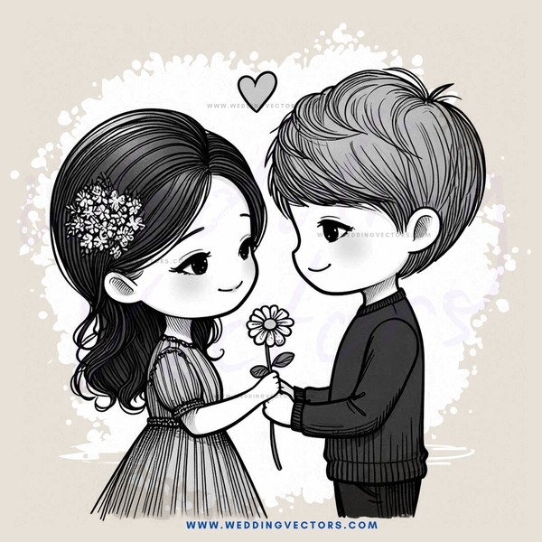 boy and girl with flowers