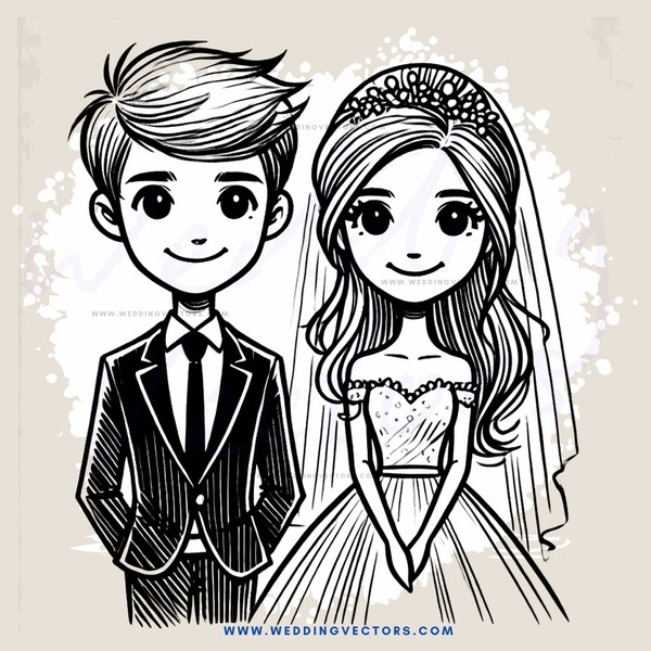 a cartoon couple posing for their picture
