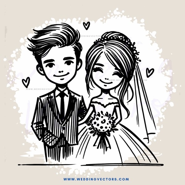 bride and groom cartoon