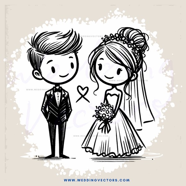 a bride and groom standing next to each other