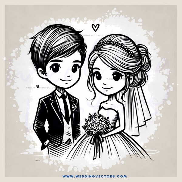 wedding bride and groom cartoon