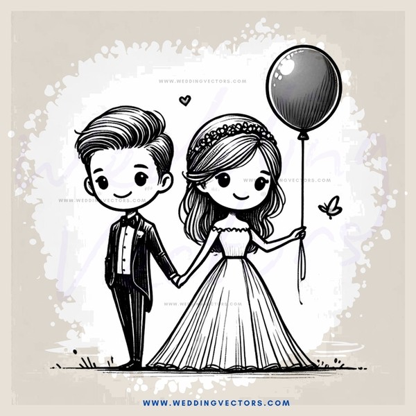 a couple holds hands and balloons