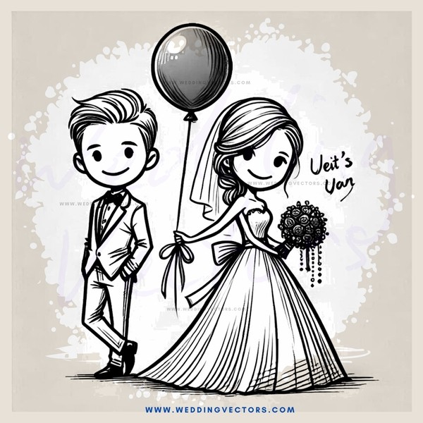 bride and groom with balloon buster