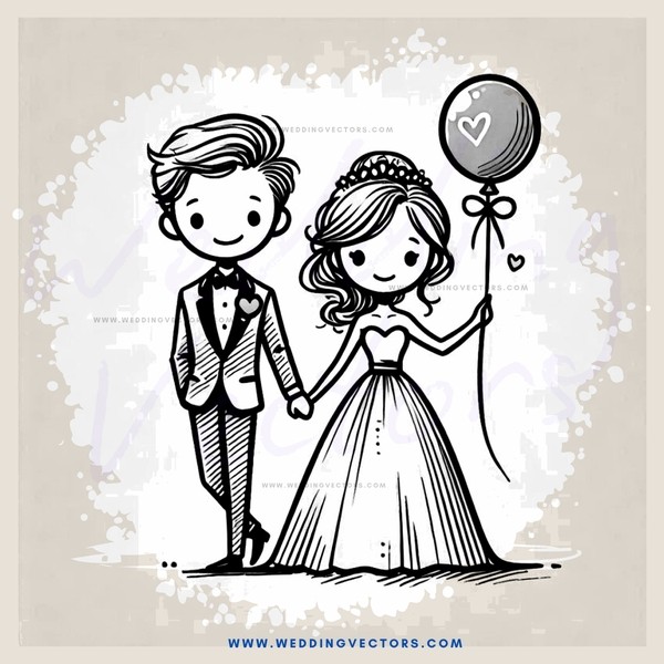 the newlyweds holding hands and celebrating