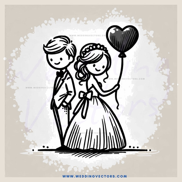 a couple holding hands and looking upwards at a heart balloon