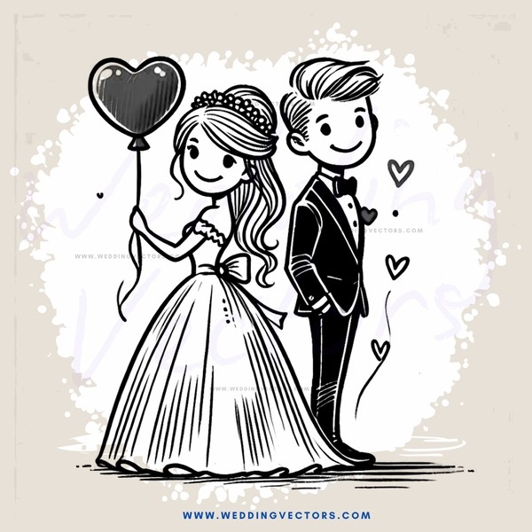 wedding bride and groom cartoon