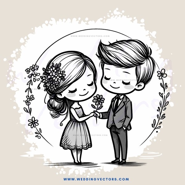 couple holding flowers