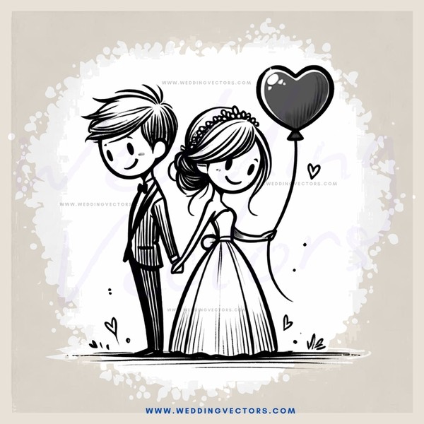 a couple holding hands and a heart balloon