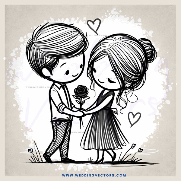 a couple holding hands and posing together with flowers