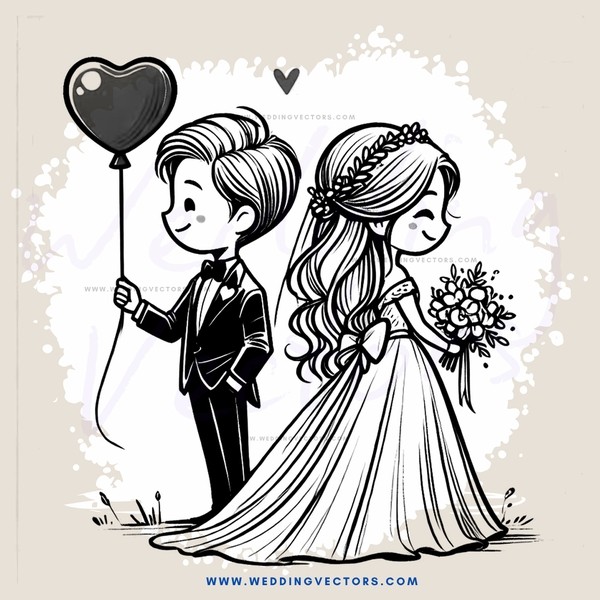 a couple with balloons and flowers