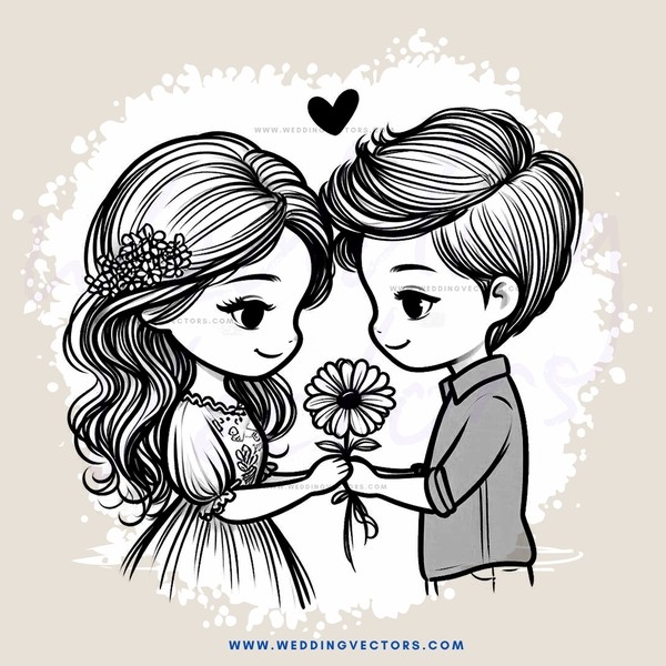 two people holding flower and blushing