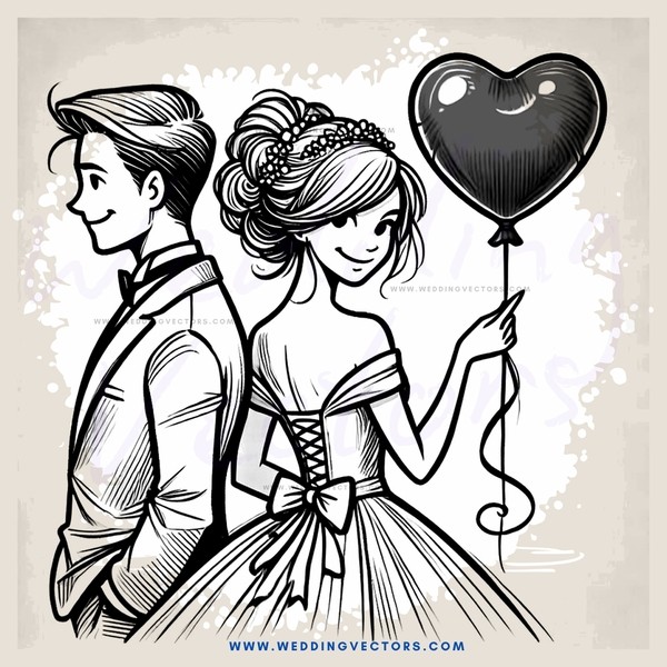 boy and girl with heart balloon