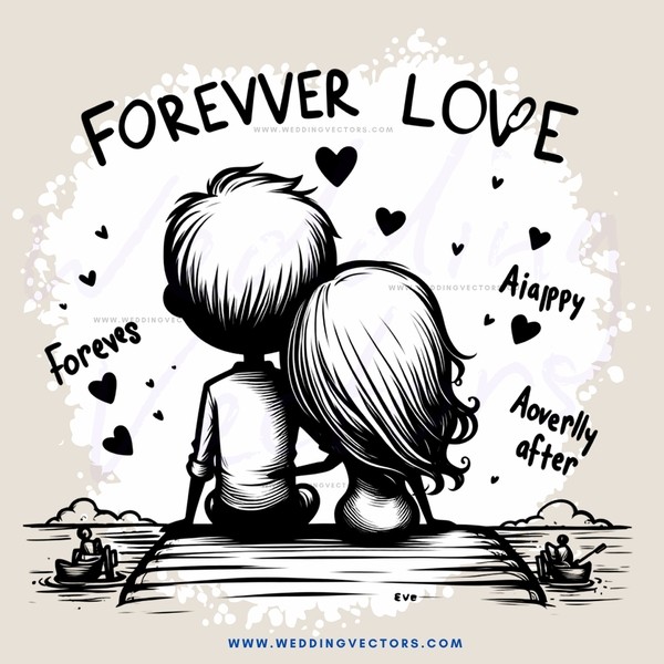 forever love poster in black and white style