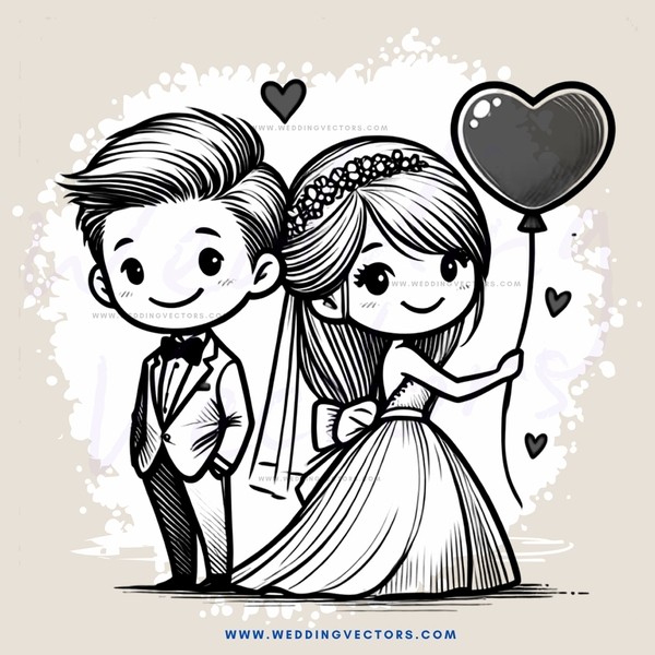 wedding clipart - man and woman holding kites