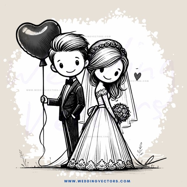 wedding portrait with love & hearts
