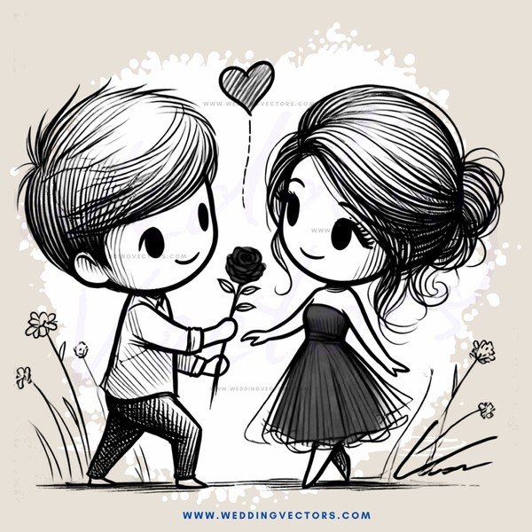 two people in field holding black roses and smiling