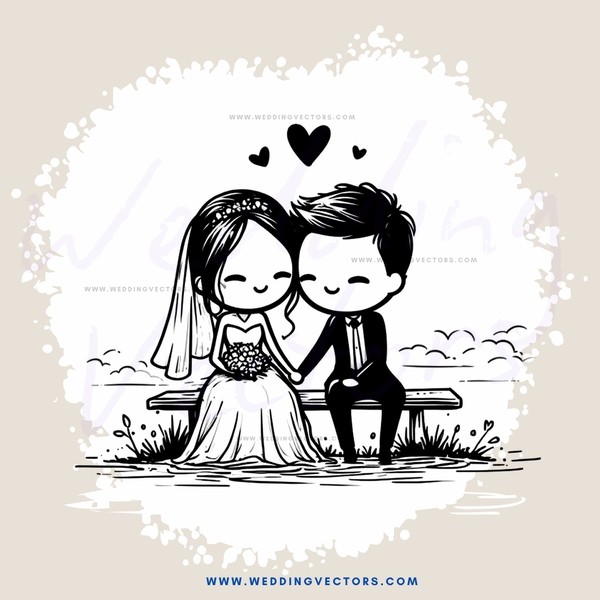 a couple on a bench with hearts above them