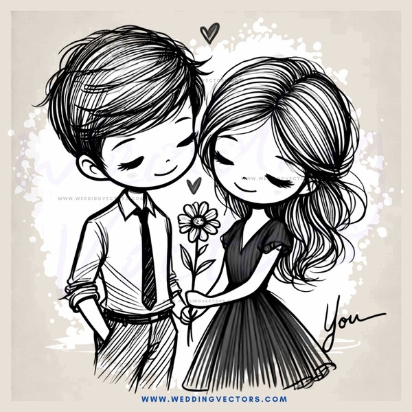 lovers' kissing portrait in black and white