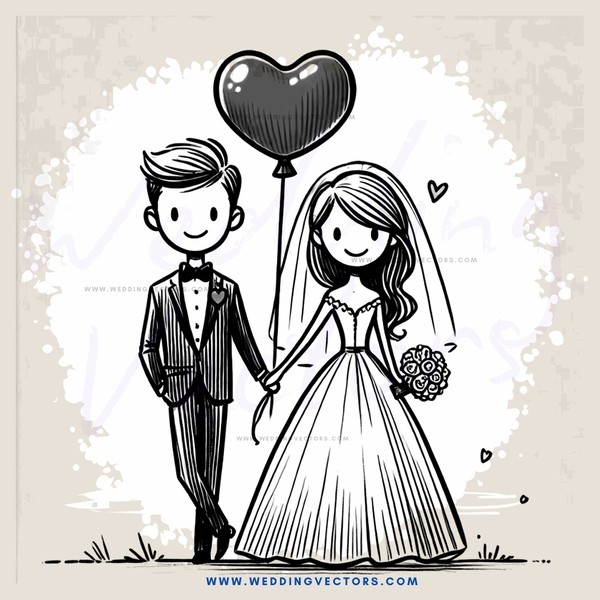 a bride and groom share a heart