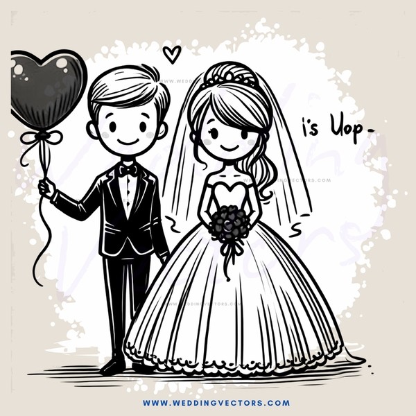 a bride and groom in black holding an airborne balloon