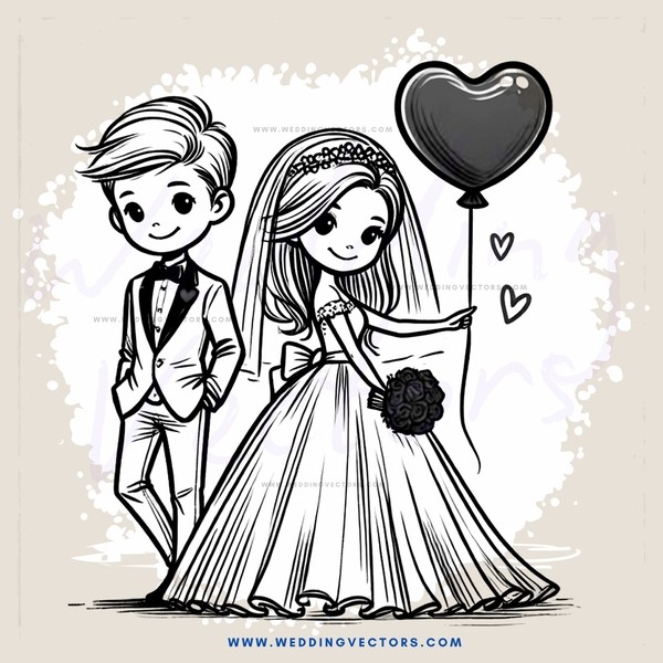 couple's wedding day illustration