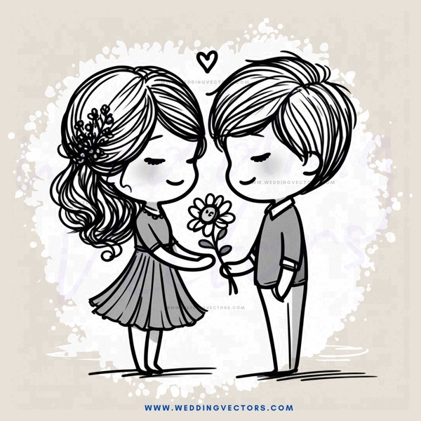 a boy and girl share a flower