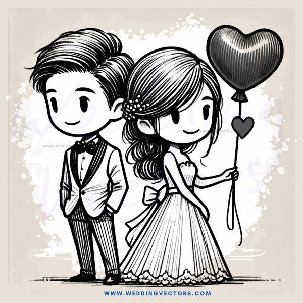 a young couple with hearts and balloons