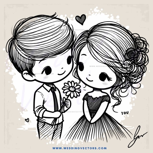 boy and girl with flower