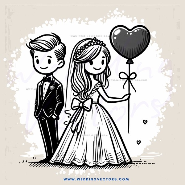 wedding bride and groom cartoon sketch drawing ink pen pencil artwork poster signature autograph limited edition 12x18"