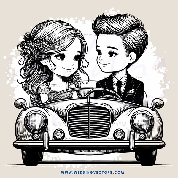cartoon car picture with two people in it