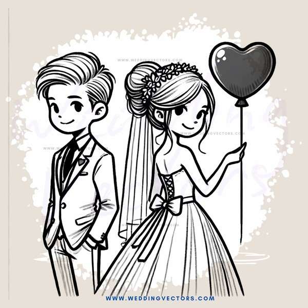 a couple with hearts and balloons