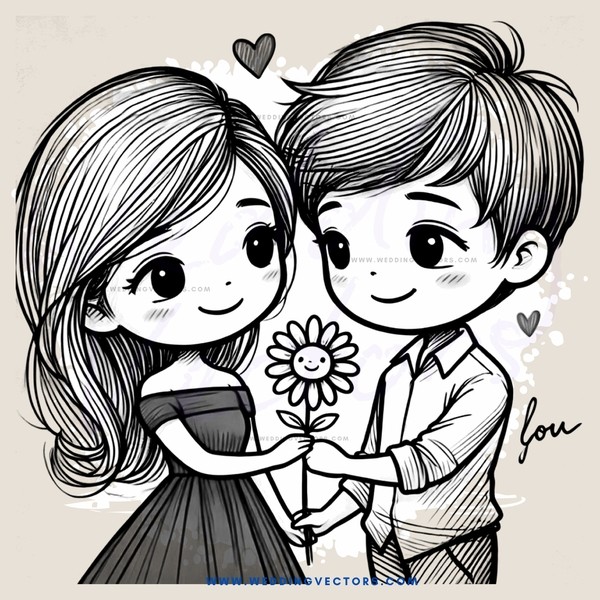 two kids holding flower and hugging each other