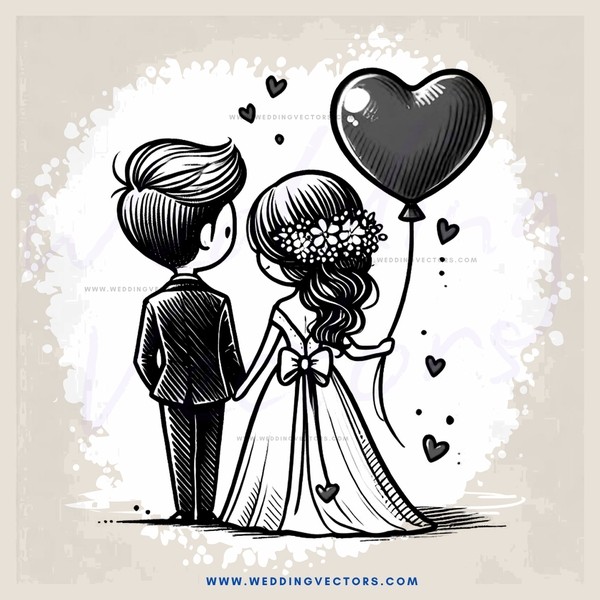 a couple with a balloon and flowers