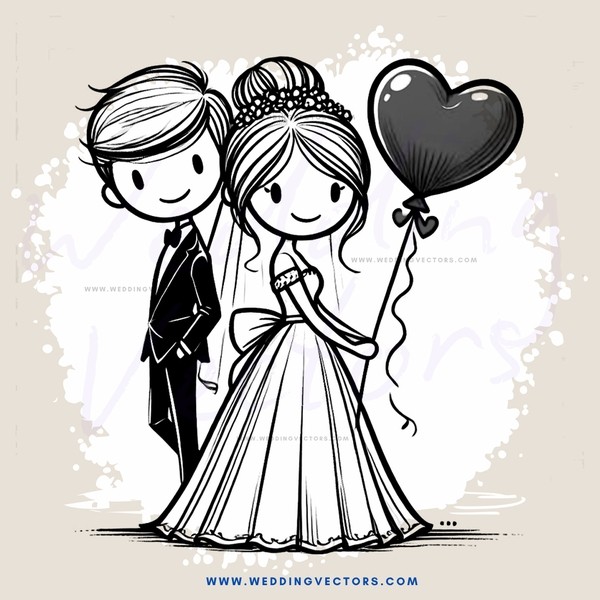 wedding bride and groom cartoon picture