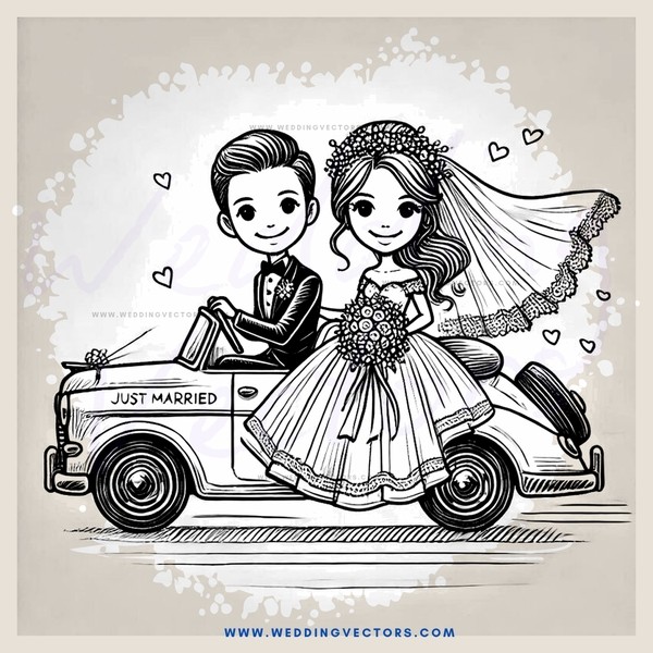 a wedding in a car