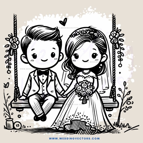 couple on hanging bench with flowers