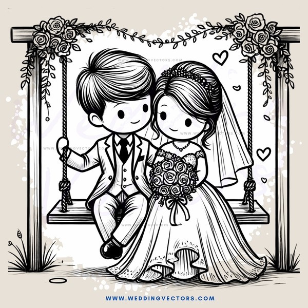 couple in wedding swing