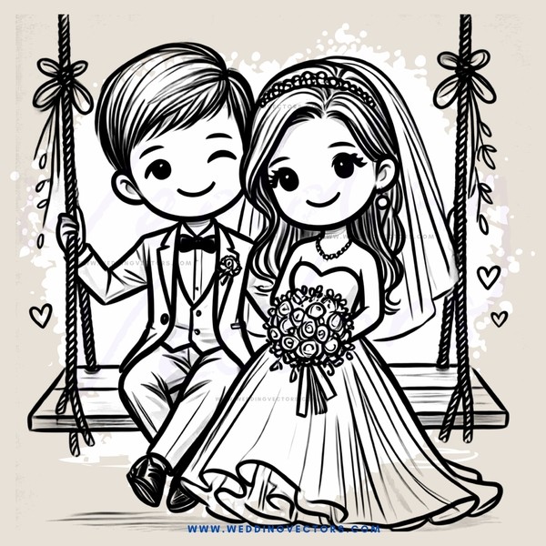 wedding couple on swing
