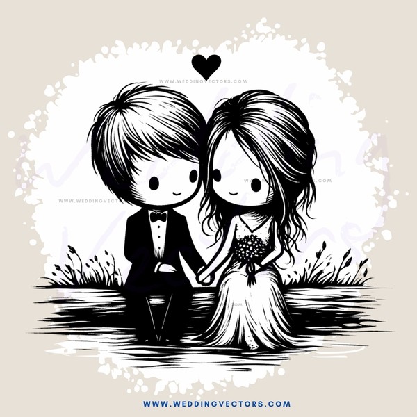 a black and white illustration of two people