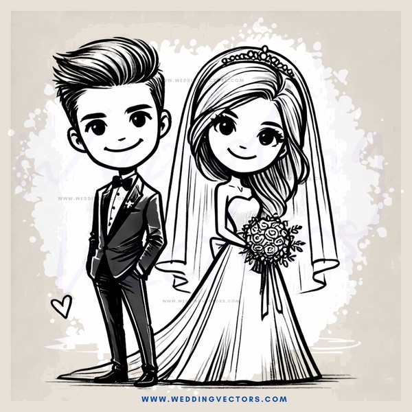 a wedding picture in black and white
